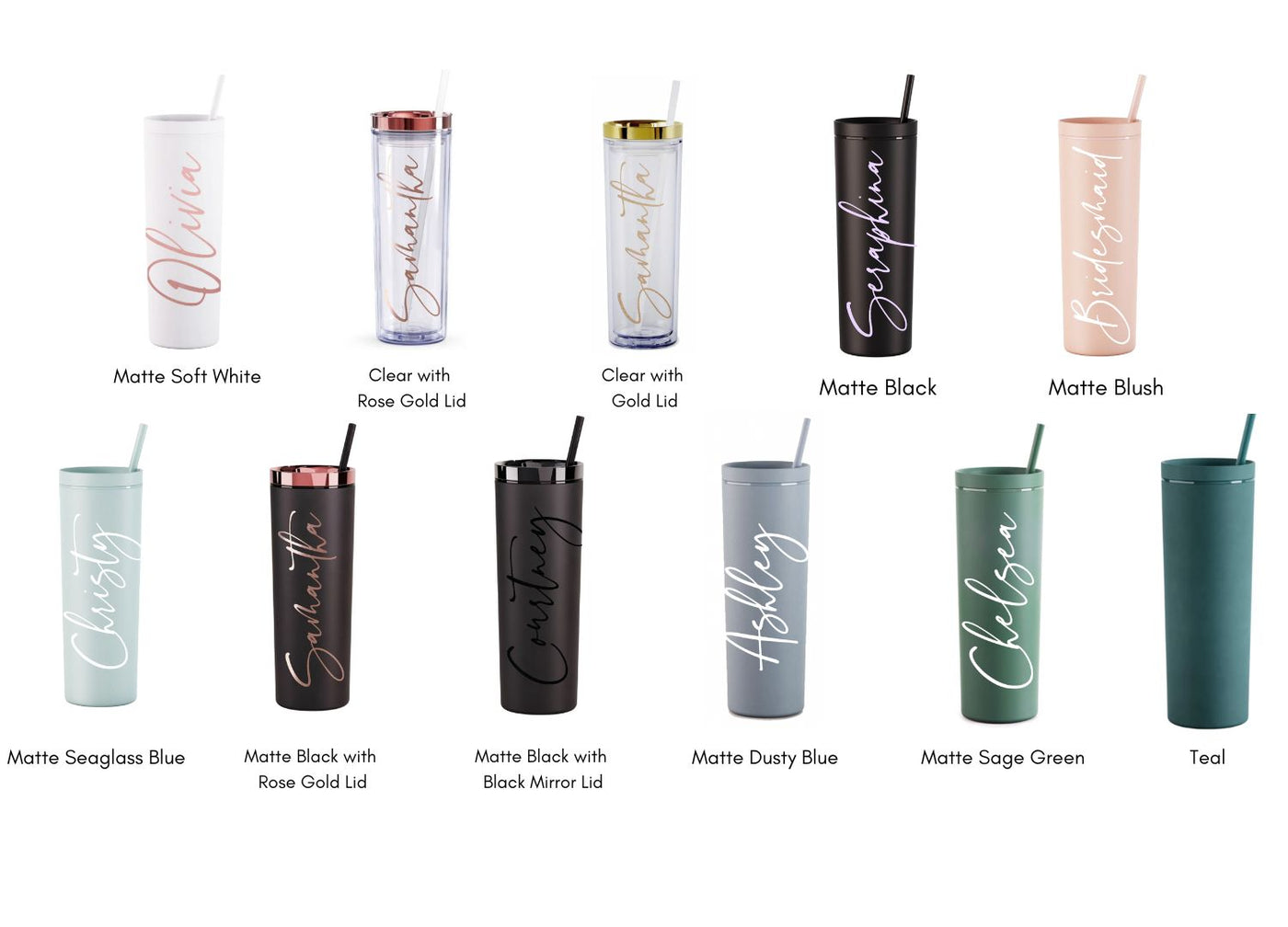 PERSONALIZED ACRYLIC RUBBER TUMBLER WITH LID AND STRAW