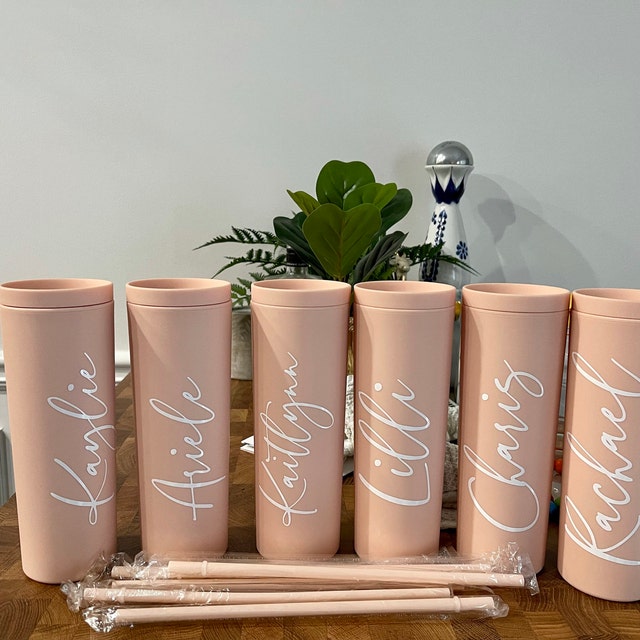 PERSONALIZED ACRYLIC RUBBER TUMBLER WITH LID AND STRAW