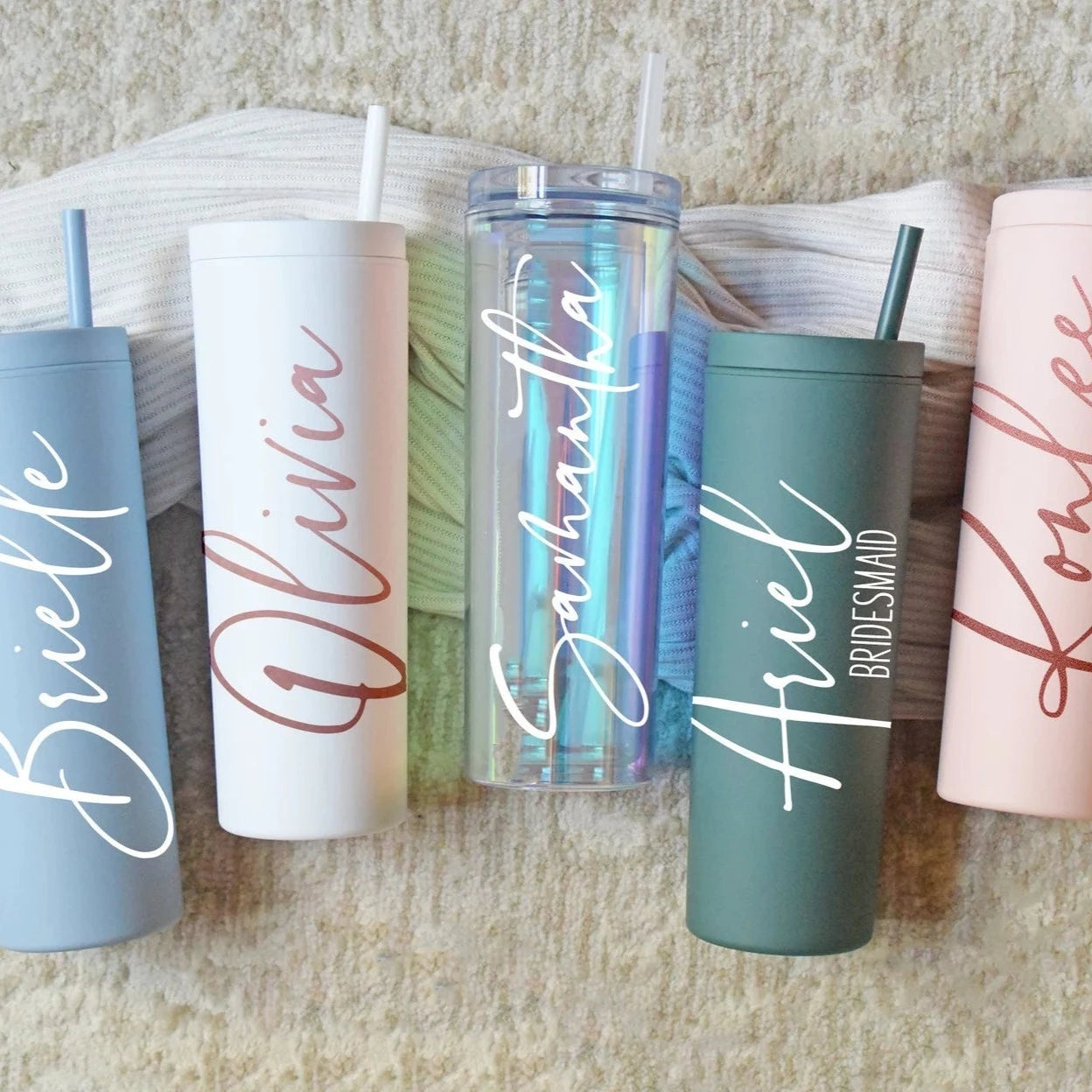 PERSONALIZED ACRYLIC RUBBER TUMBLER WITH LID AND STRAW